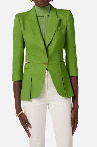 Linen-blend jacket wit 3/4 sleeves