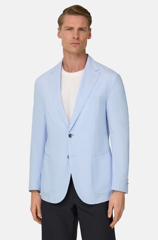 Super-Lightweight Fine Pinstripe Jacket in Stretch Cotton