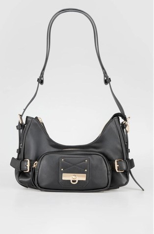 Faux-leather shoulder bag