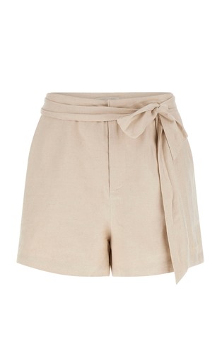 Kratke hlače od mješavine lana s trakom za vezanje