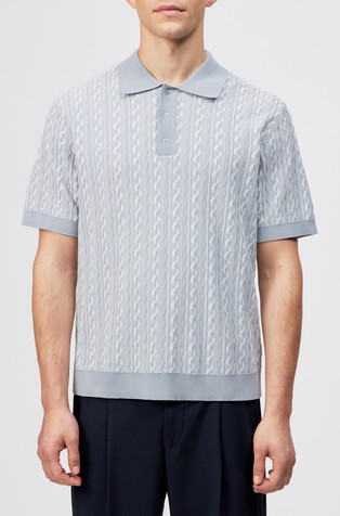 Relaxed fit knitted polo in cotton jacquard