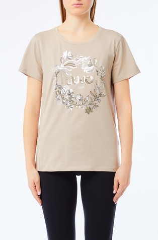 Pamučna majica s ukrasnim kamenčićima i šljokicama