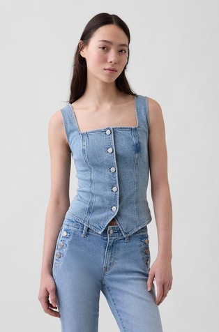 Ženski denim top s dizajnom korzeta