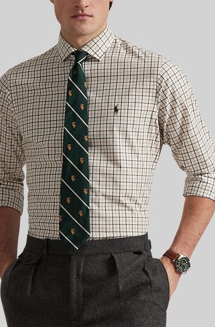 Custom fit karirana košulja od rastezljivog popelina