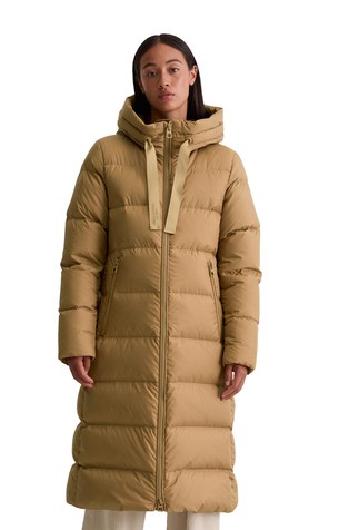 Water-repellent hooded down coat
