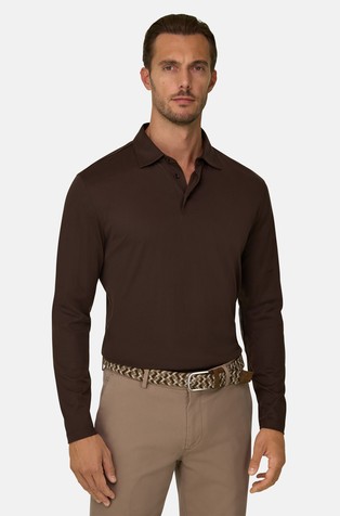 Jersey polo majica dugih rukava od pamuka i svile