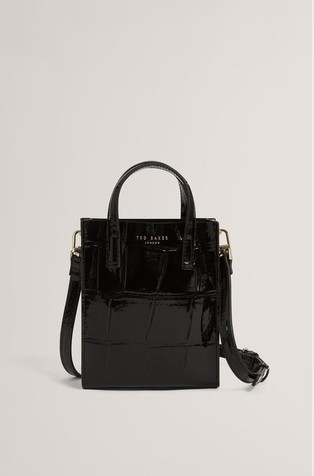 Patent Croc Texture Mini Tote Bag