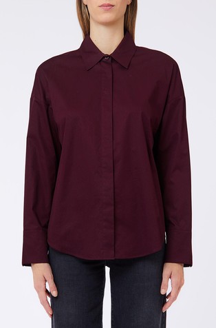 Shirt with jacquard satin back insert