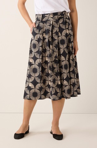 Cotton midi skirt with print