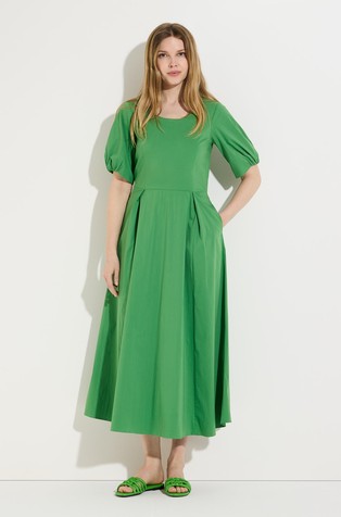 Midi dress with puff sleeves