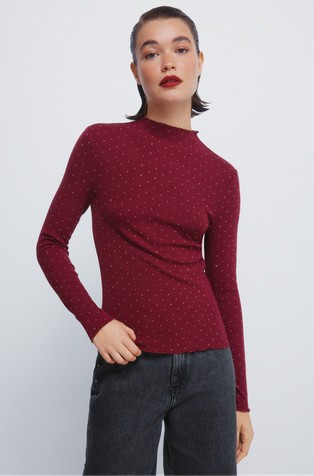 Majica dugih rukava s ukrasnim kamenčićima