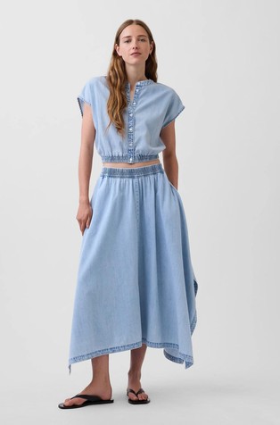 Denim Midi Handkerchief Skirt