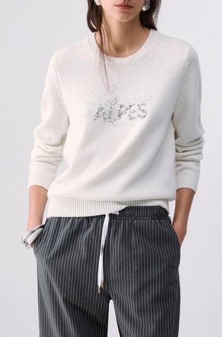 Wool blend jumper with rhnestones