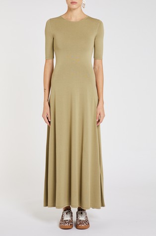 Viscose-blend short-sleeved knit dress