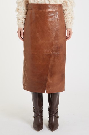 Kožna suknja na preklop