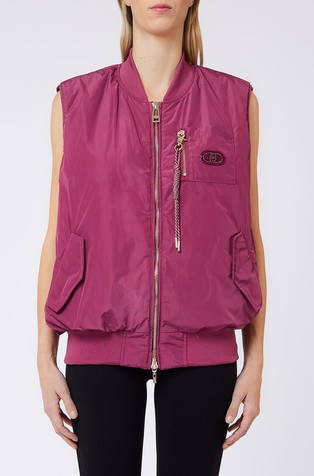 Oversized vest in glossy nylon
