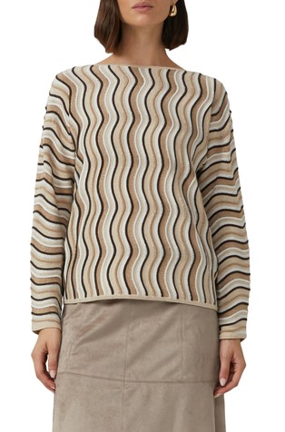 Lurex knit sweater in a relaxed fit with a wavy textured pattern