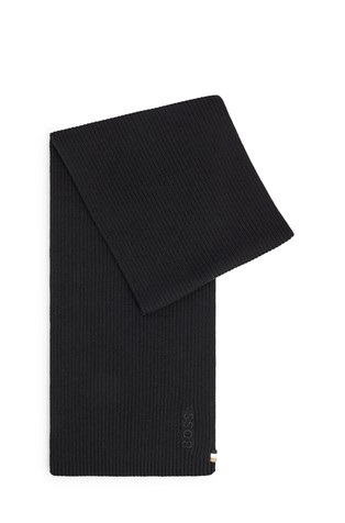 Rebrast šal od mješavine pamuka s izvezenim logotipom