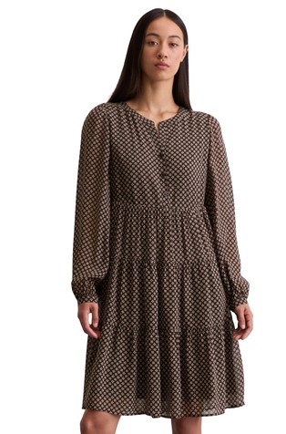 Short tiered dress regular made from viscose crepe