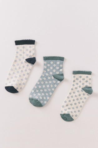 Paket od 3 para čarapa s cvjetnim motivima