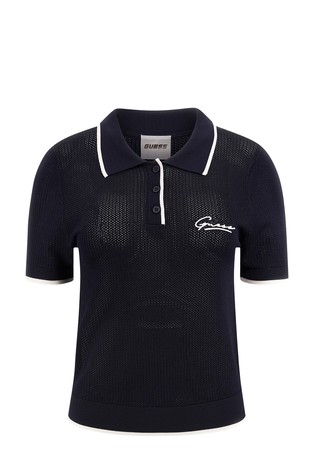 Slim fit pletena polo majica od mješavine viskoze