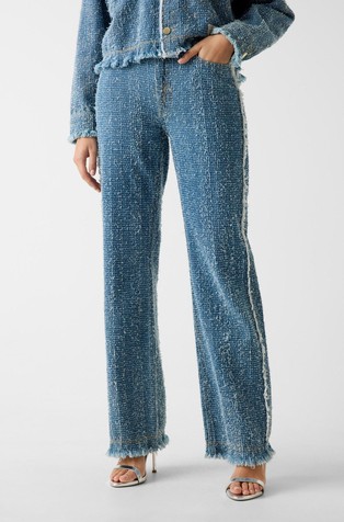 Tvid jeans hlače sa širokim nogavicama