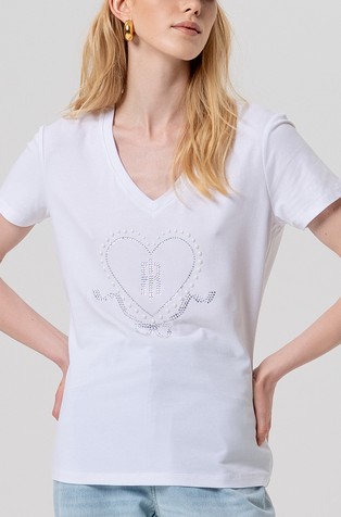 Jersey majica s perlama i logotipom od ukrasnih kamenčića