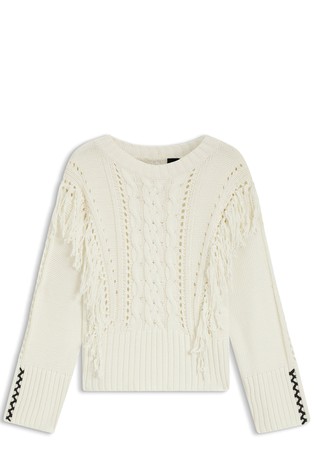 Pleten pulover od mješavine pamuka s resicama