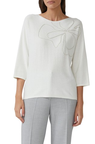 Pleten pulover sa šišmiš rukavima i ukrasnim kamenčićima