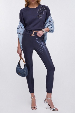 Pulover od rastezljivog pamuka s cvjetnim vezom