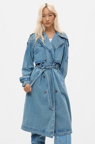Long Denim Trench Coat