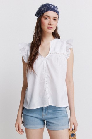 Cotton blouse with ruffles