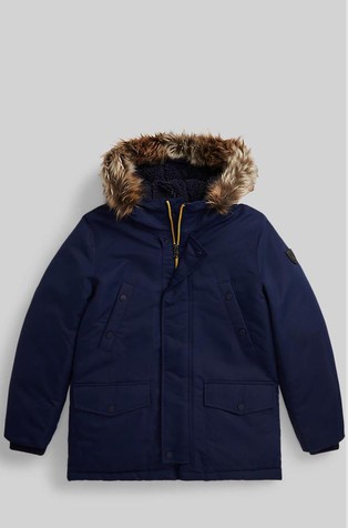 Parka punjena paperjem s obrubom od umjetnog krzna