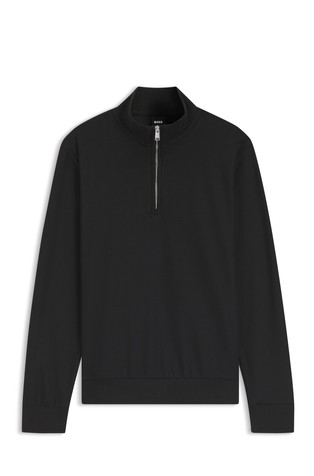 Cotton-blend sweatshirt with quarter zip