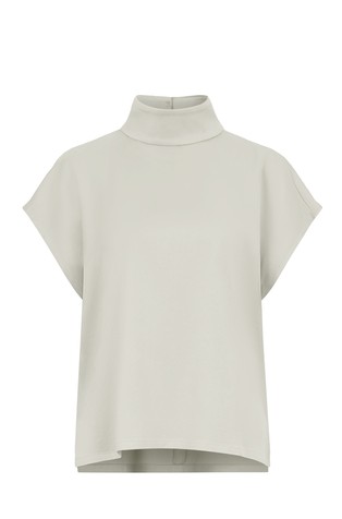 Shirt blouse with stand-up collar in satin