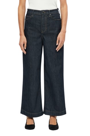 Cropped jeans hlače s visokim strukom i širokim nogavicama