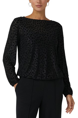 Relaxed fit prozirna bluza s uzorkom od velura