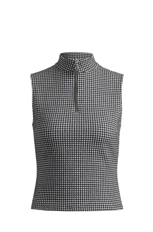 Cropped top s patentnim zatvaračem i žakard pepita uzorkom