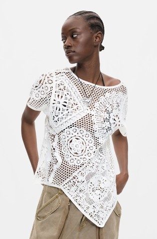 Asymmetric crochet t-shirt