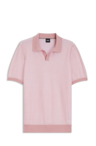Cotton-blend knit short-sleeved polo