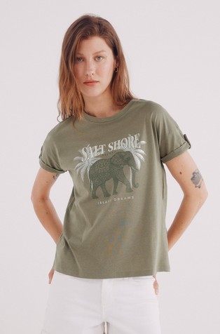 Majica s otiskom i gumbom na rukavima