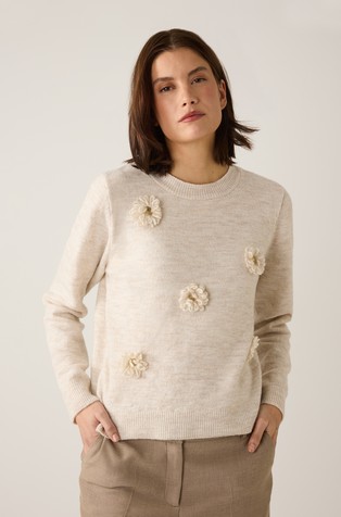 Sweater with floral appliqué