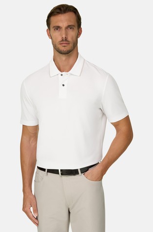 Polo in Stretch Cotton Blend Piqué Cool Jade-Fresh