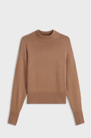 Relaxed fit pleten pulover s povišenim ovratnikom