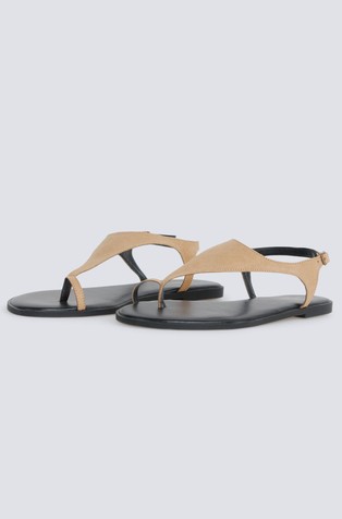 Suede-effect toe post sandal