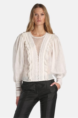 Embroidered plastron blouse