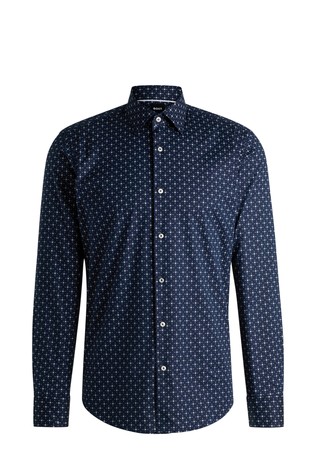 Regular fit košulja od rastezljivog pamučnog popelina s uzorkom