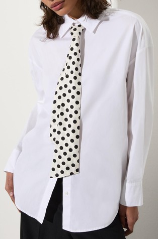 Cotton-poplin shirt with silk tie