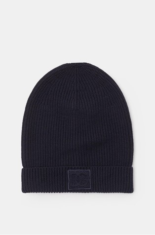 Rebrasto pletena kapa od mješavine vune s logotipom