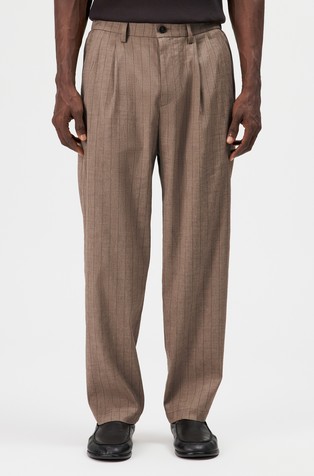 Relaxed fit striped trousers with pleats